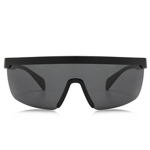 Men's futuristic black TR polarized wrap around shield sunglasses for driving and sports