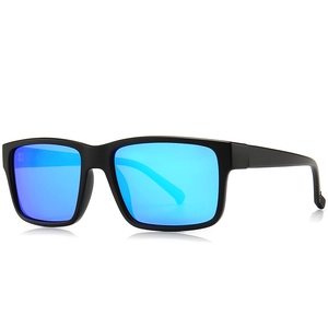 Classic square TR polarized men's sunglasses with reflective blue mirrored lenses