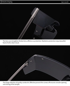 Macro detail of high-quality metal hinges and textured temples on black sunglasses