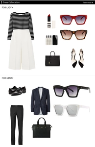 Flat lay of luxury sunglasses styled with elegant outfits and fashion accessories