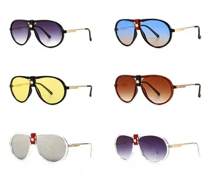 Classic aviator sunglasses collection in six assorted lens colors with gold metal temples
