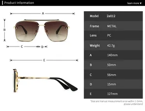 Detailed size guide for retro square sunglasses with frame width and lens height data