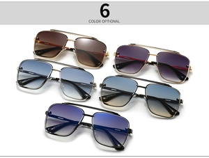 Collection of modern retro square sunglasses with gradient lenses and metal frames