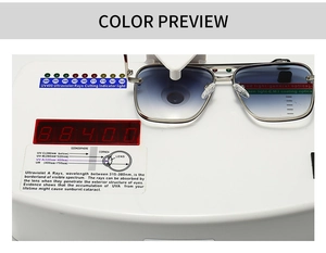 UV400 test showing professional protection for gradient blue-gray pilot sunglasses