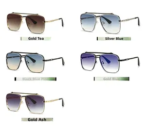 Selection of retro square pilot sunglasses with gradient lenses and metal frames