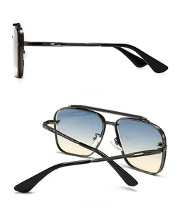 Side and back view of retro square aviator sunglasses with gradient lenses