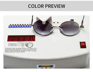Détail du test de protection UV400 pour lunettes de soleil rondes rétro en métal