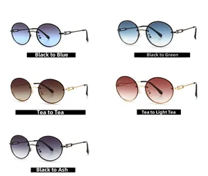 Lunettes de soleil rondes rétro avec verres dégradés colorés et montures fines