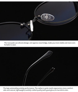 Détails des plaquettes en silicone et branches antidérapantes de lunettes de soleil