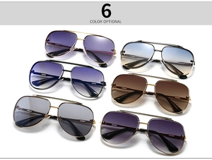 Overview of six aviator sunglasses with metal frames and gradient lenses in multiple colors