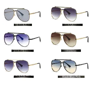Six different color options for pilot sunglasses featuring metal frames and tinted lenses