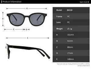 Detailed sizing chart and specifications for classic oversized rivet sunglasses