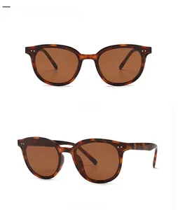 Close-up of retro tortoiseshell sunglasses with brown lenses and metal rivet details