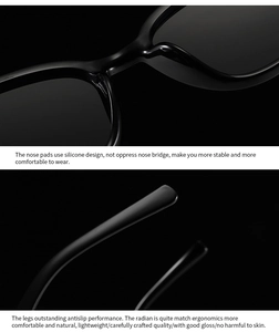 Detail of ergonomic silicone nose pads and non-slip temples on black sunglasses