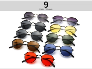 Neuf options de couleurs pour lunettes de soleil rondes rétro avec verres teintés