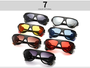 Lunettes aviateur vintage avec protections latérales en cuir et sept couleurs de verres