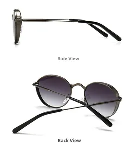 Vues latérale et arrière de lunettes de soleil rétro punk en métal à verres dégradés