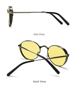 Vues détaillées latérale et arrière de lunettes de soleil punk avec verres jaunes