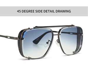 Steampunk sunglasses detail showing retro metal frame and mesh side shield features