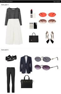 Flat lay of vintage oval sunglasses with stylish outfits and lifestyle accessories
