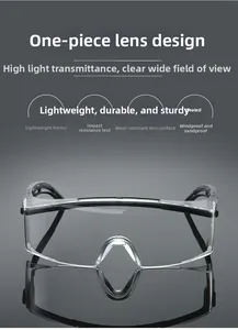 Close-up of lightweight anti-impact safety goggles with transparent wide-angle lens