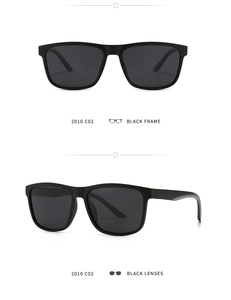 Detailansicht der klassischen quadratischen Polarisations-Sonnenbrille Modell 2010 C02 in Schwarz