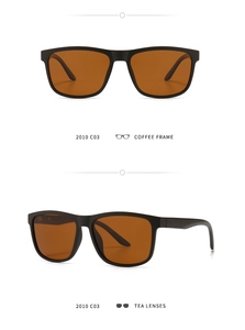 Klassische quadratische polarisierte Sonnenbrille 2010 C03 in Kaffeebraun mit Teegläsern