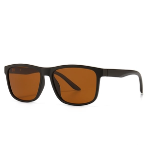 Klassische schwarze quadratische Polarisierte Sonnenbrille für Herren mit braunen Gläsern