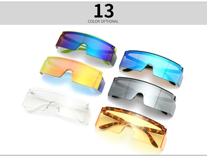 Flat top shield sunglasses set with various mirror lenses and 13 color options
