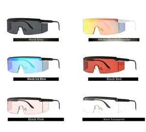 Flat top shield sunglasses set with six color options in an organized matrix layout
