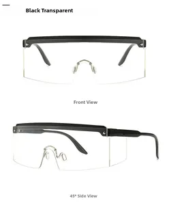 Front and 45-degree angle view of black transparent oversized flat top eyewear
