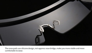Close-up of soft silicone nose pads on flat top sunglasses for enhanced wearing comfort