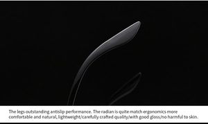 Macro shot of high gloss ergonomic temples with anti-slip design for flat top sunglasses