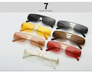 Collection de lunettes de soleil sans monture rétro Y2K en sept couleurs tendances