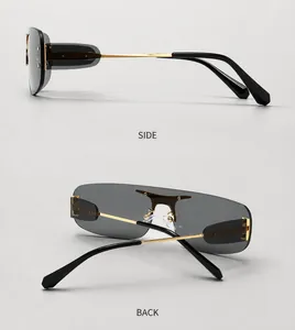 Détails de lunettes de soleil rétro rock avec plaquettes réglables et branches dorées