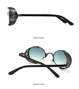 Vue détaillée latérale et arrière de lunettes steampunk avec protections en métal