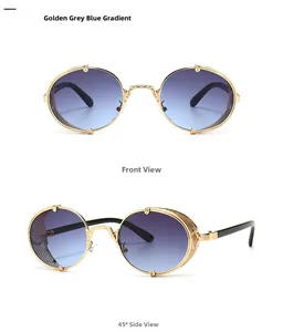 Lunettes steampunk avec monture en métal doré et coques latérales en deux perspectives