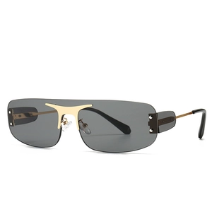 Lunettes de Soleil Rétro Surdimensionnées Sans Monture Hommes Femmes Y2K Shield Monobloc Monture Métal Protection UV400