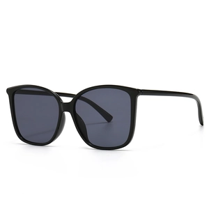 Modern oversized retro square sunglasses with glossy black frames and dark lenses