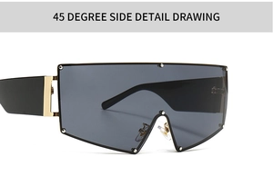 Vue latérale à 45 degrés montrant les branches épaisses et rivets sur lunettes de soleil