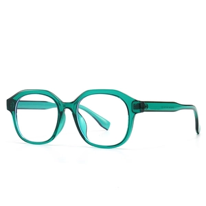 Moderne quadratische Sonnenbrille in Transparent-Grün mit dickem Rahmen für Damen