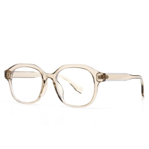 Moderne quadratische Champagner-Fassung für Damen mit stilvollem, transparentem Design