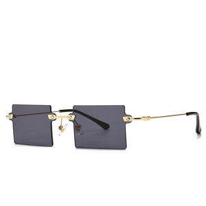 Rectangular Rimless Sunglasses Metal Frame UV400 Fashion Retro Eyewear Tinted Lens For Women Men Trendy