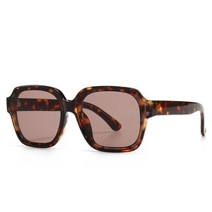 Classic dark tortoise shell square frame sunglasses with translucent brown lenses