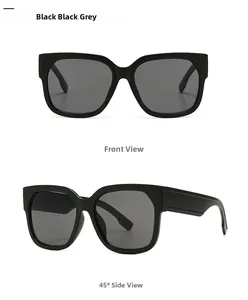 Front and 45-degree angle view of wide-leg retro square sunglasses in matte black