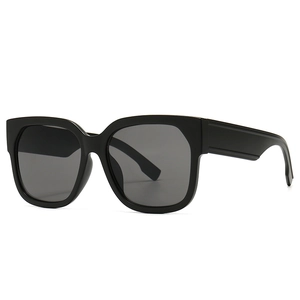 Classic black square oversized sunglasses with thick frames and dark gray lenses for daily style