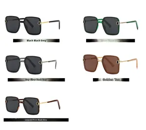 Detailed color options of square polarized sunglasses with metallic decorative temples