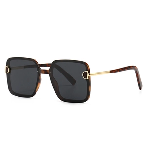 Modern square polarized sunglasses with dark tortoise frame and gold metal temples