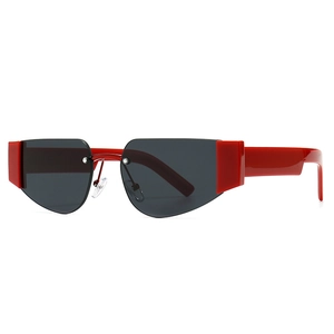 Modern retro cat-eye sunglasses with bold red frames and dark grey tinted lenses