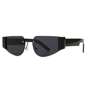 Modern oversized semi-rimless sunglasses with dark grey lenses and black temples